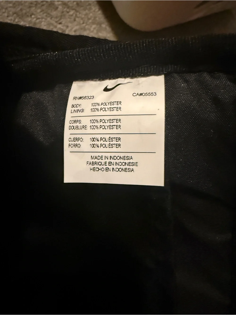Nike Black Backpack with White Swoosh